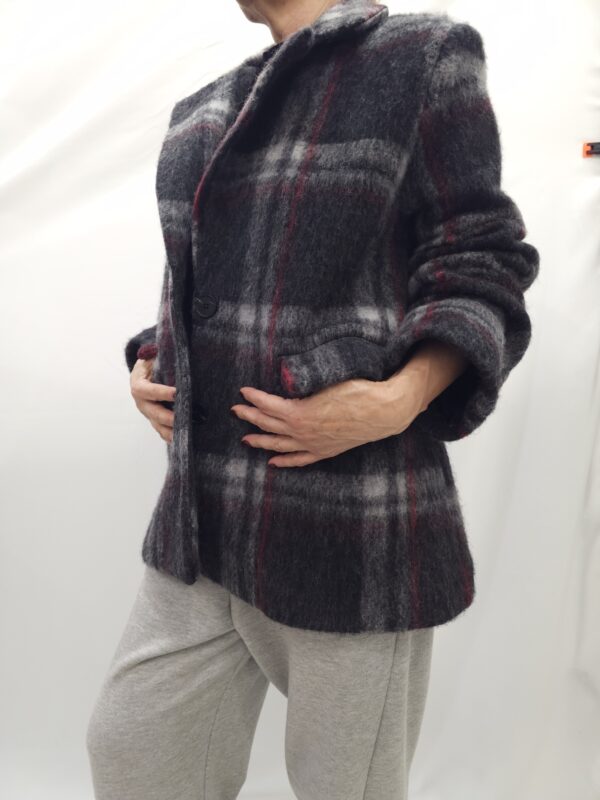 Blazer a quadri in lana cotta