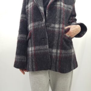 Blazer a quadri in lana cotta