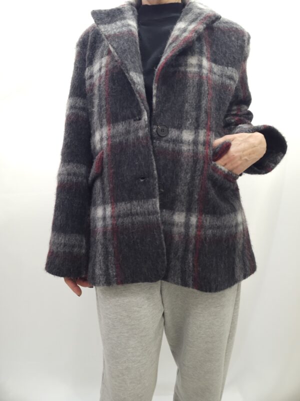 Blazer a quadri in lana cotta