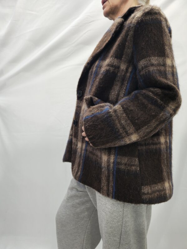 Blazer a quadri in lana cotta