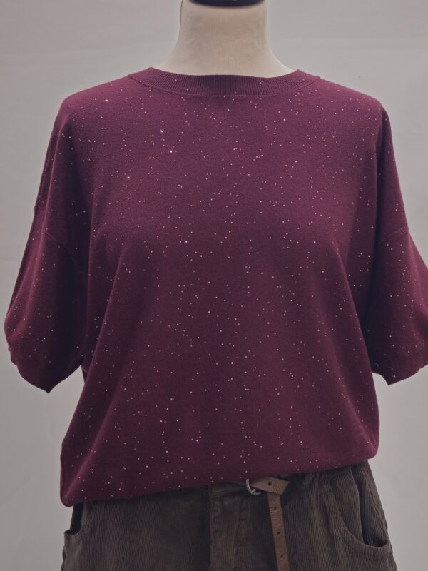 Maglia micro paillettes a maniche corte