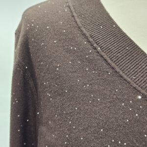 Maglia collo V con paillettes