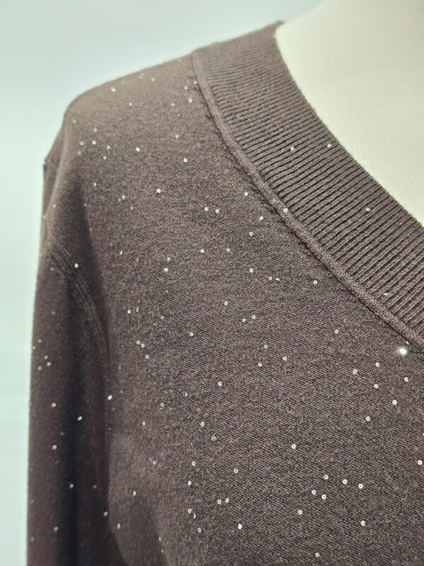 Maglia collo V con paillettes