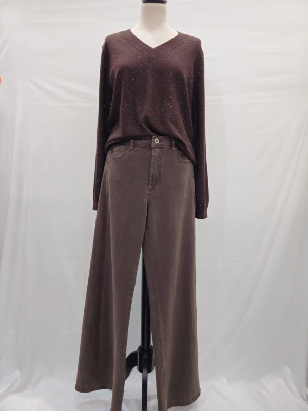 Maglia collo V con paillettes