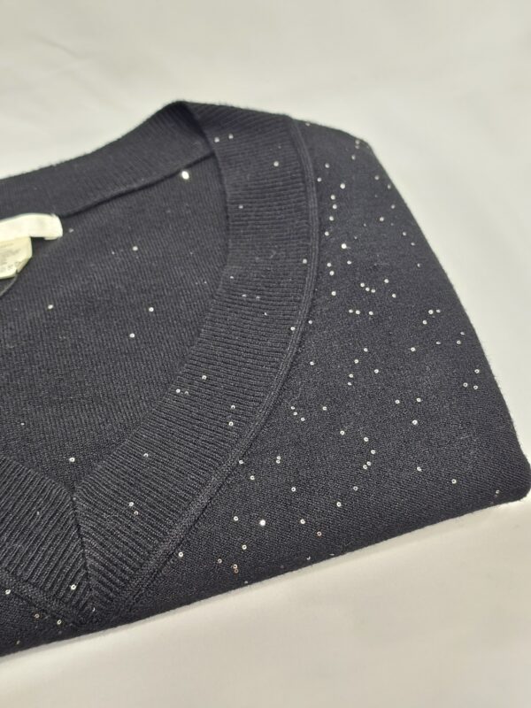 Maglia collo V con paillettes