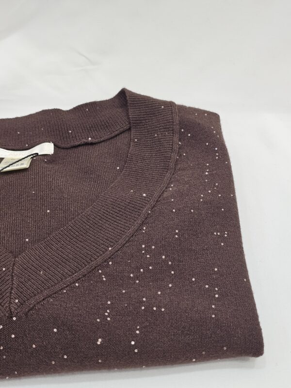 Maglia collo V con paillettes
