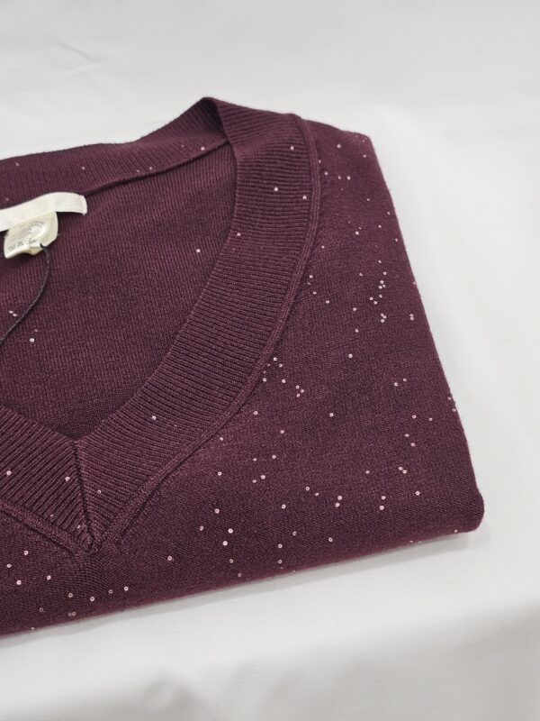 Maglia collo V con paillettes